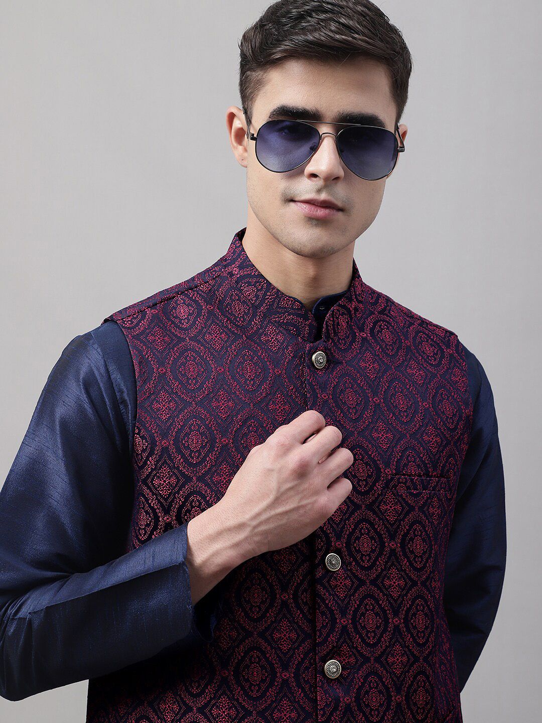 Jompers Men Woven Design Nehru Jacket