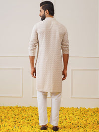 Jompers Geometric Embroidered Thread Work Pure Cotton Kurta With Pyjamas