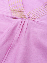 House of Pataudi V-Neck Zari Sequinned Pleated Rozana Kurta