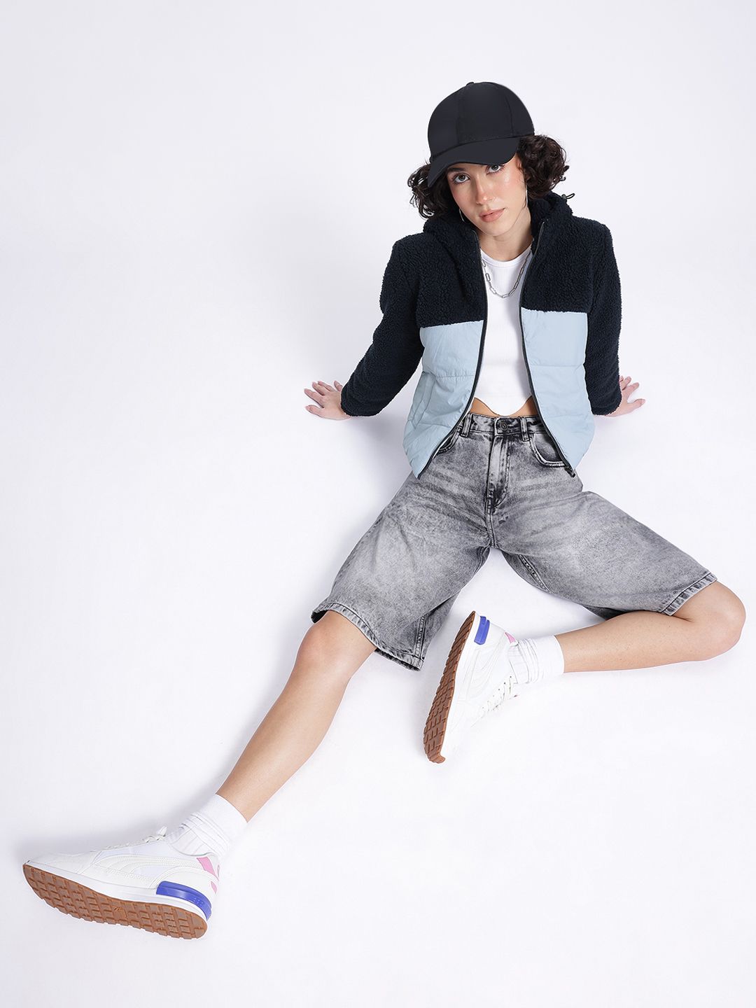 DressBerry Playful Padded Sherpa Colourblocked Jacket