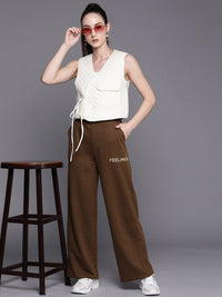 SASSAFRAS Women Brown Track Pants
