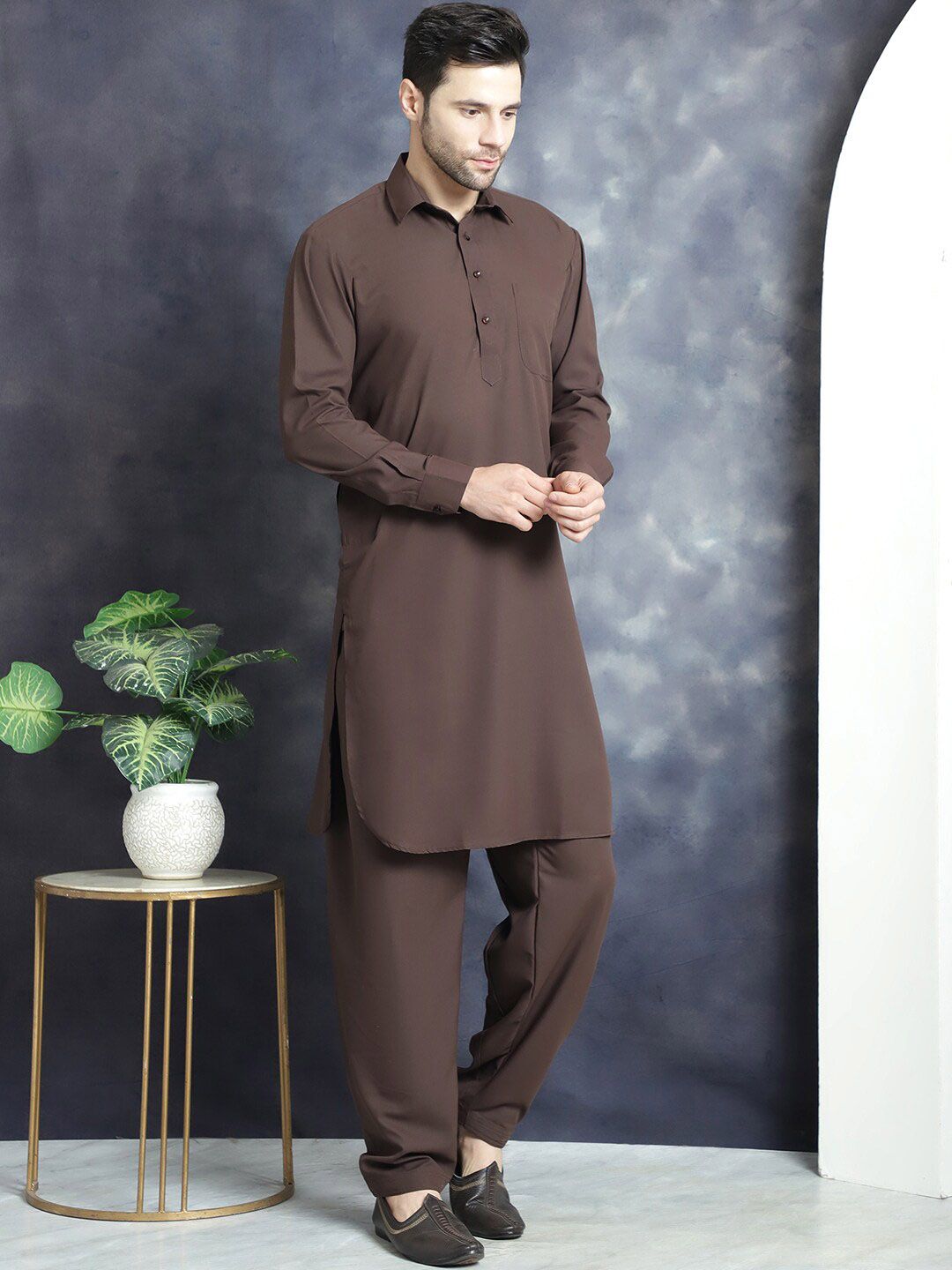 Jompers Shirt collar Regular Pathani Kurta With Salwar