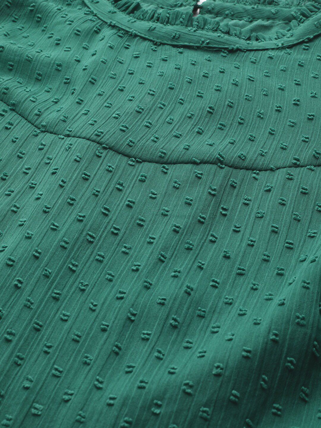 STREET 9 Women Green Self Design Fit and Flare Dress