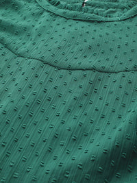 STREET 9 Women Green Self Design Fit and Flare Dress