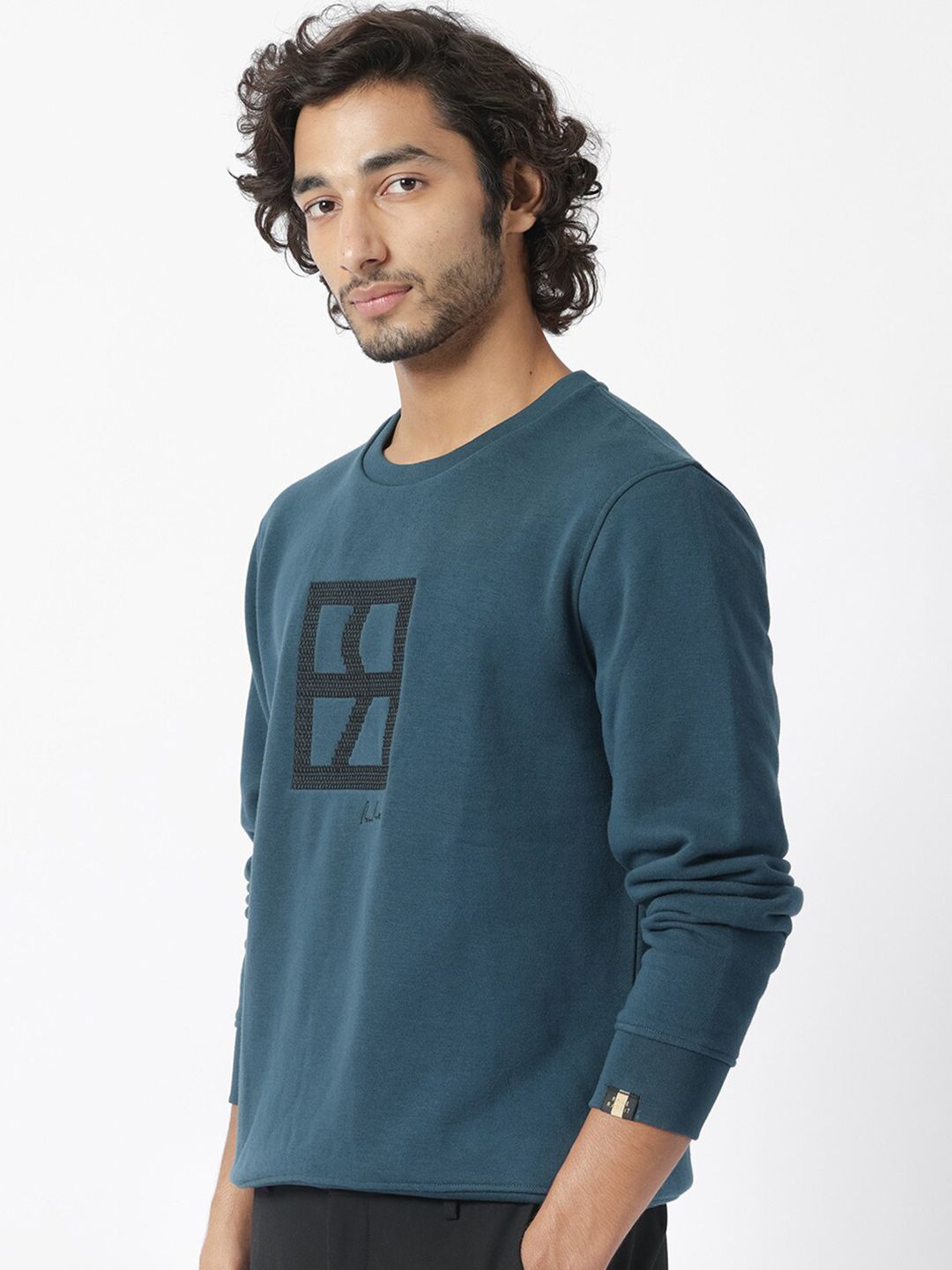 RARE RABBIT Men Arnold Graphic Print Logo Sweatshirt