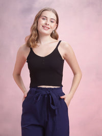 DressBerry Button Detail Ribbed Top