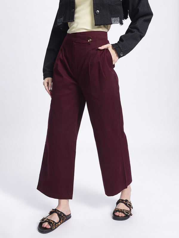 DressBerry Women Versatile Vibes Pleated Cropped Trousers