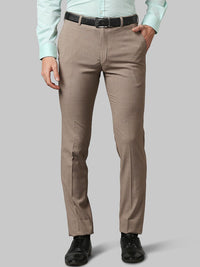 Raymond Men Brown Solid Slim Fit Formal Trousers