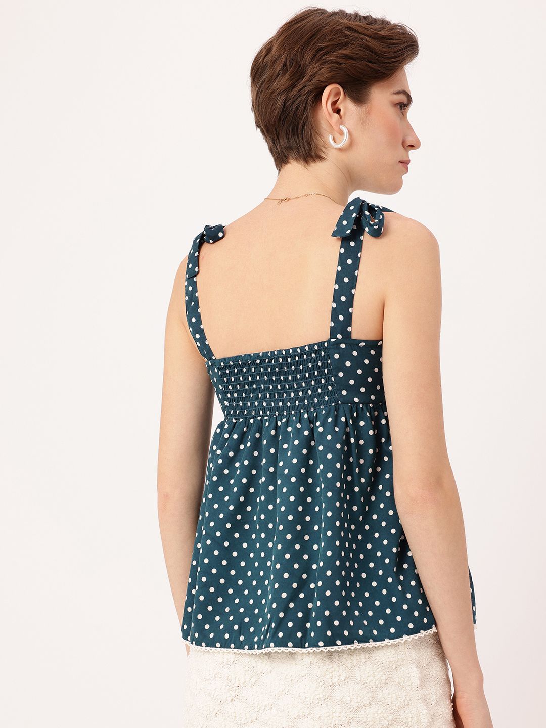 DressBerry Pleasing Polka Bow Tie Straps A-Line Top