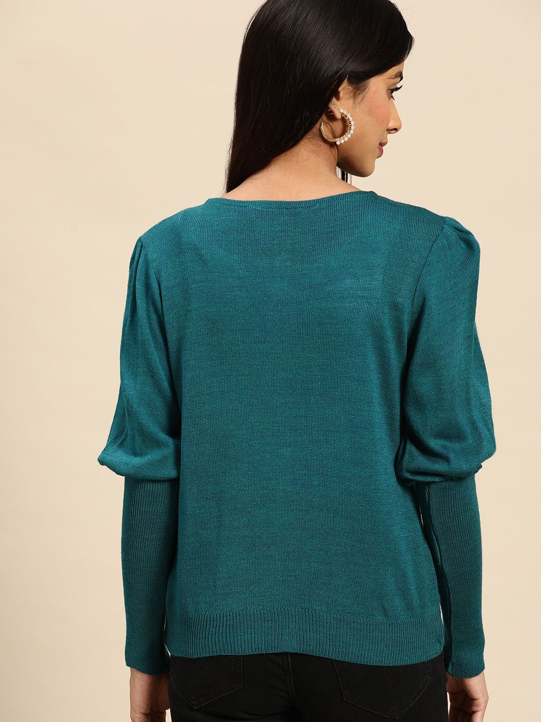 all about you Women Teal Blue Knitted Cardigan