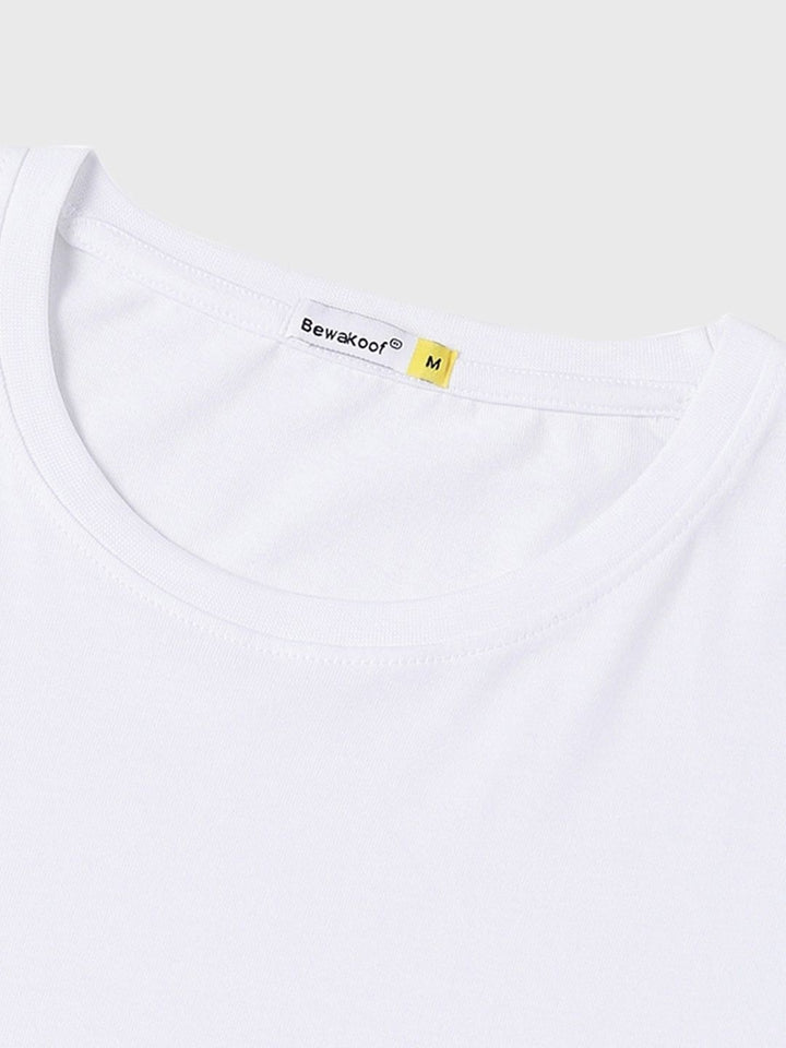 Bewakoof Men Typography Printed Round Neck Regular Fit Pure Cotton T-shirt