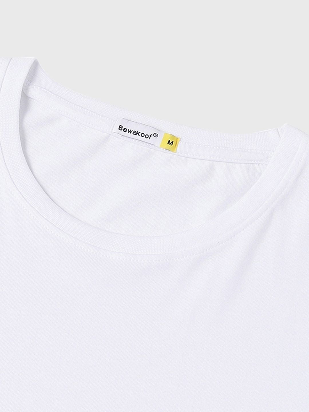 Bewakoof Men Typography Printed Round Neck Regular Fit Pure Cotton T-shirt