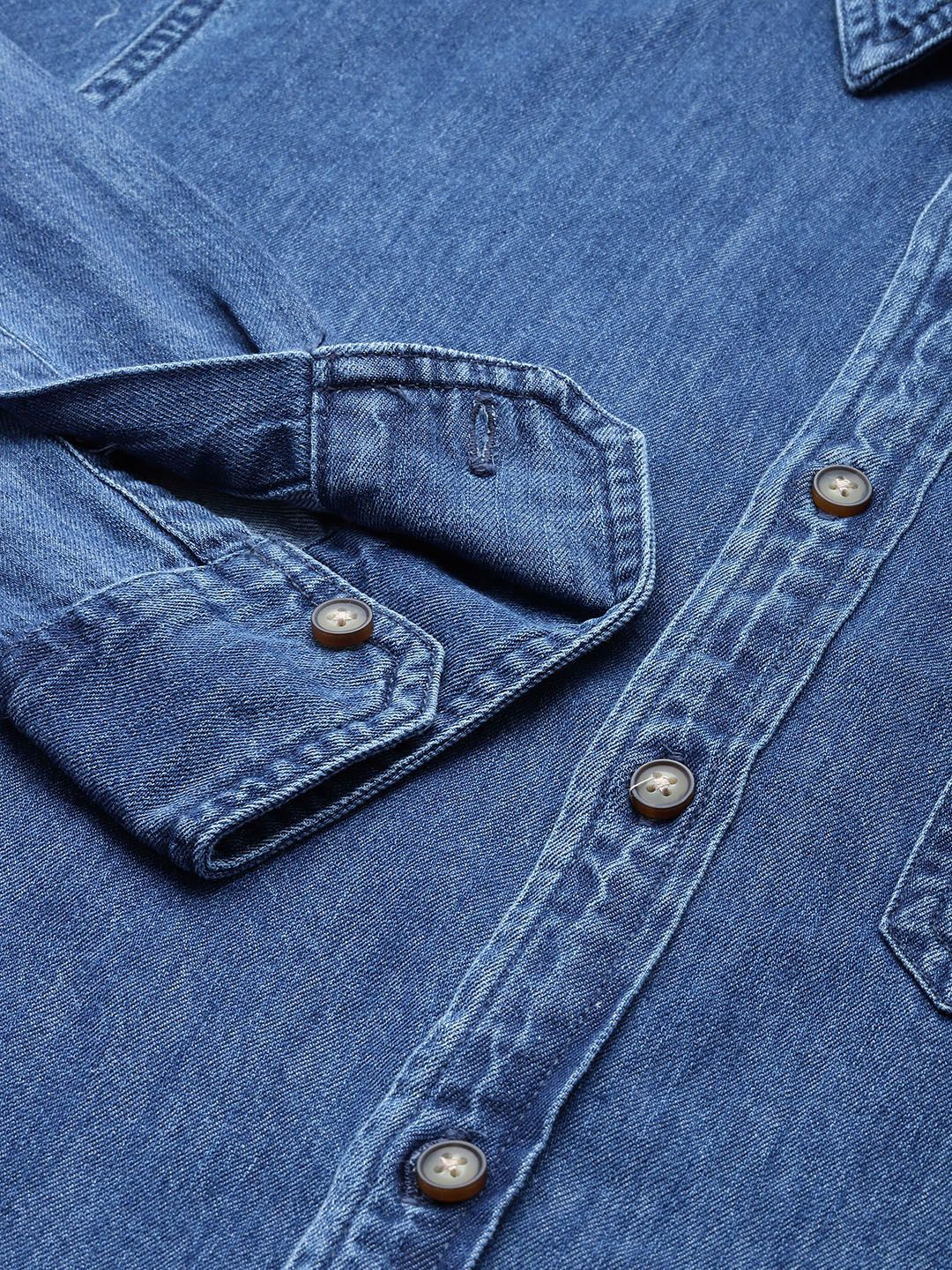 SPYKAR Pure Cotton Slim Fit Chambray Casual Shirt