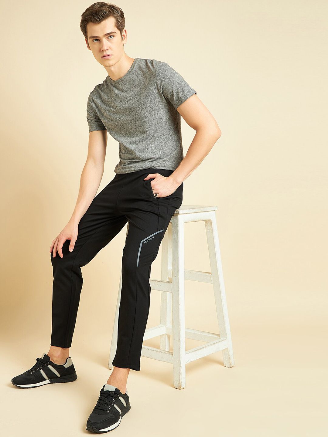 Sweet Dreams Men Black Mid-Rise Track Pants