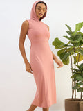 SASSAFRAS BASICS Bodycon Hooded Midi Dress