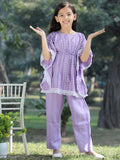 Cutiekins Girls Printed Round Neck Kaftan Kurta with Palazzos