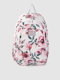 Lino Perros Women White & Pink  Floral Print 13 Inch Laptop Backpack