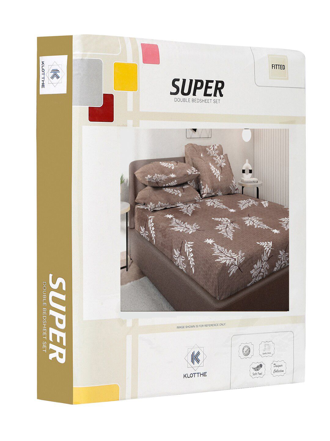 KLOTTHE Book Fold Brown Leaf Polycotton Soft Feel 300 TC Fitted King Fine Bedsheet with 4 Pillow Covers-98 x 89 inches