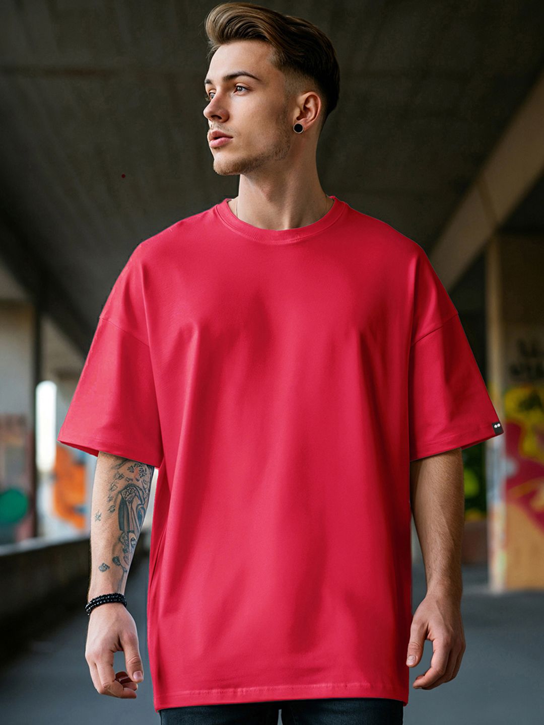 Bewakoof Men Red Oversized T-shirt