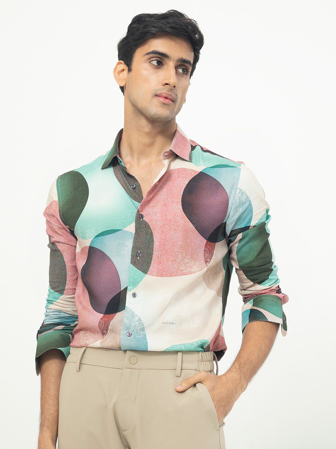 RARE RABBIT Men Drent Abstract Printed Slim Fit Shirt