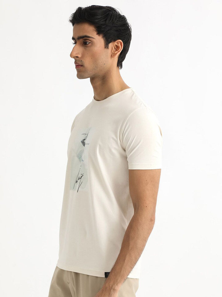 RARE RABBIT Men Hats Graphic Printed Round Neck Slim Fit Cotton T-Shirt