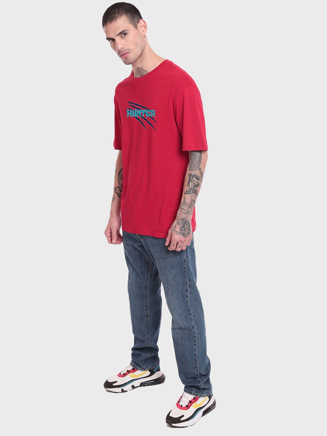 Bewakoof Graphic Printed Drop-Shoulder Sleeves Oversized Cotton T-shirt