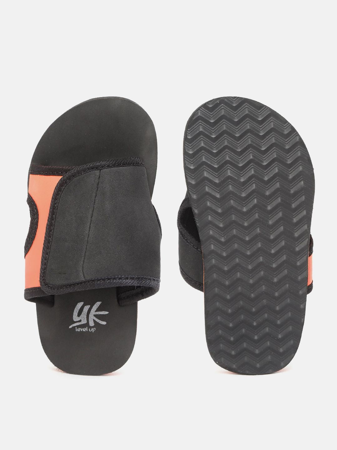 YK Kids Black Solid Velcro Sliders