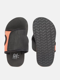 YK Kids Black Solid Velcro Sliders