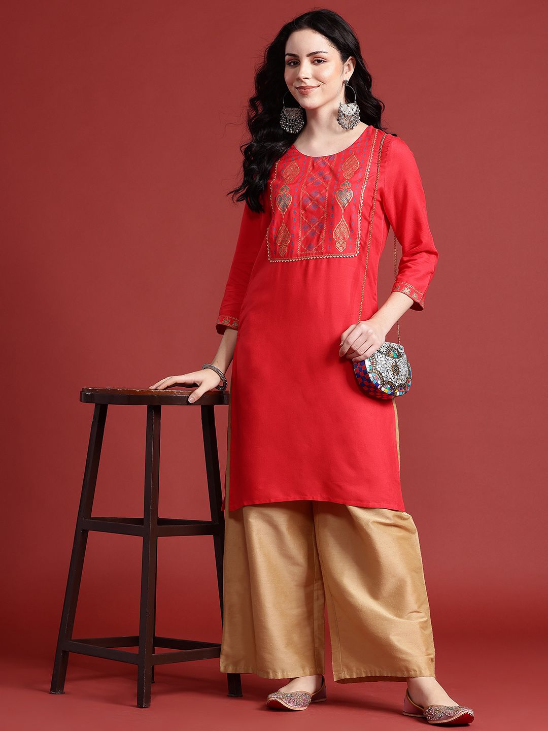 Anouk Indie Florals Foil Print Kurta