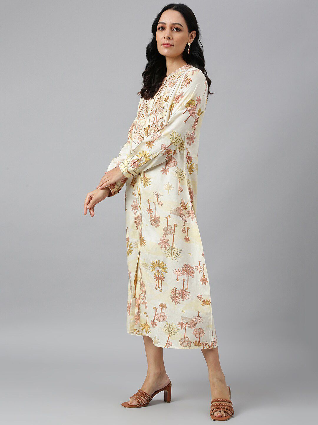 W Floral A-Line Midi Dress
