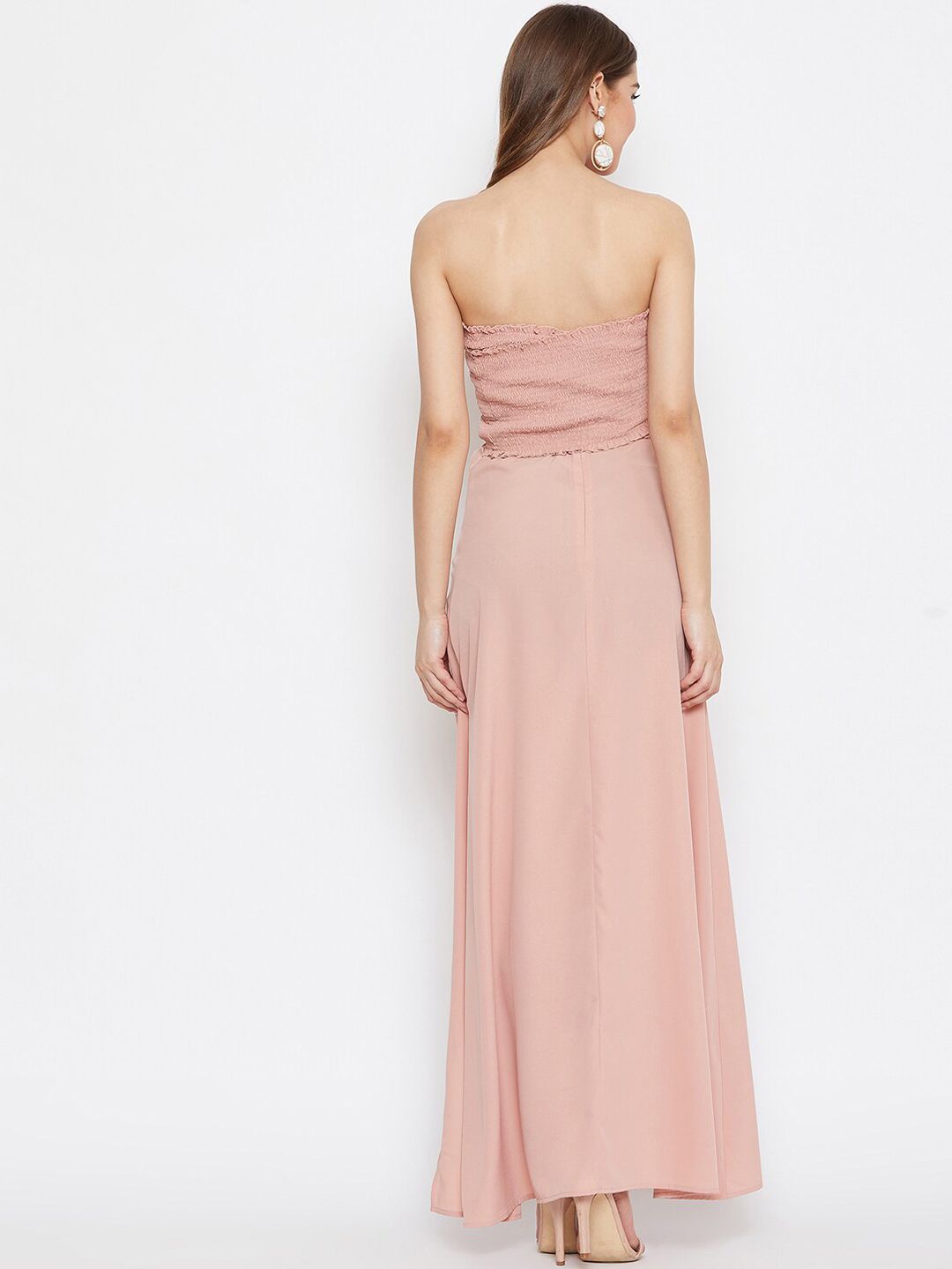 Berrylush Women Pink Smocked Crepe Co-Ords