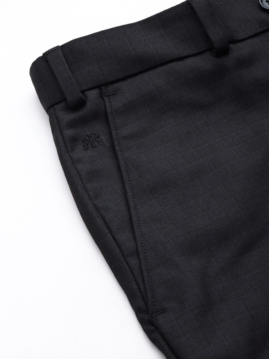 Raymond Men Mid-Rise Slim Fit Checked Formal Trousers