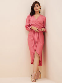 Antheaa V-Neck Satin Midi Dress