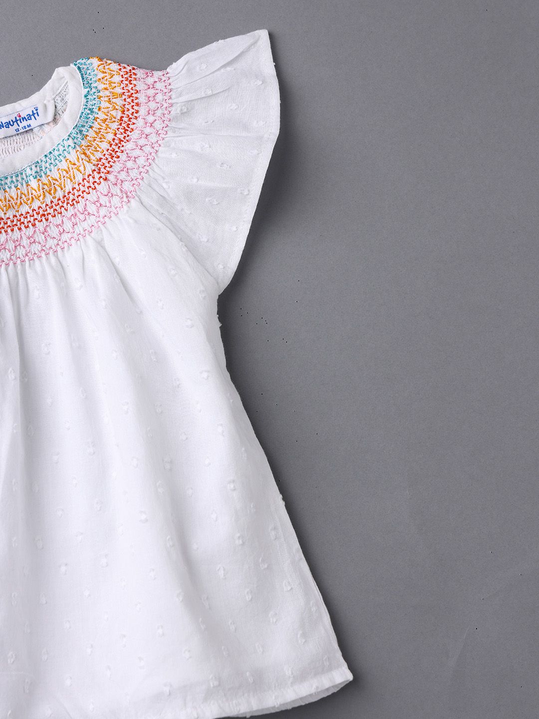 Nauti Nati Flutter Sleeve Cotton Blouson Top