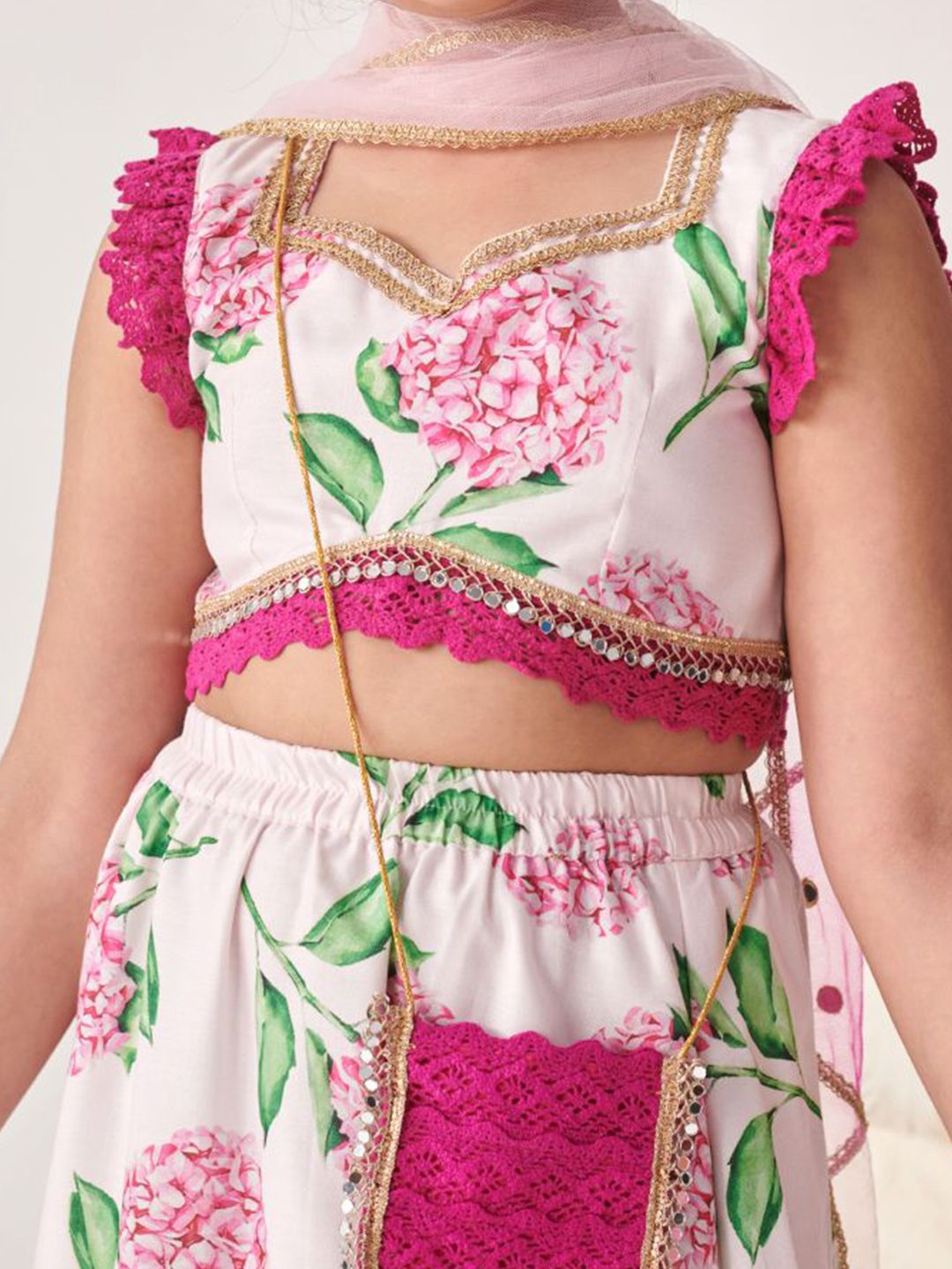 pspeaches Girls Printed Ready to Wear Lehenga & Blouse With Dupatta