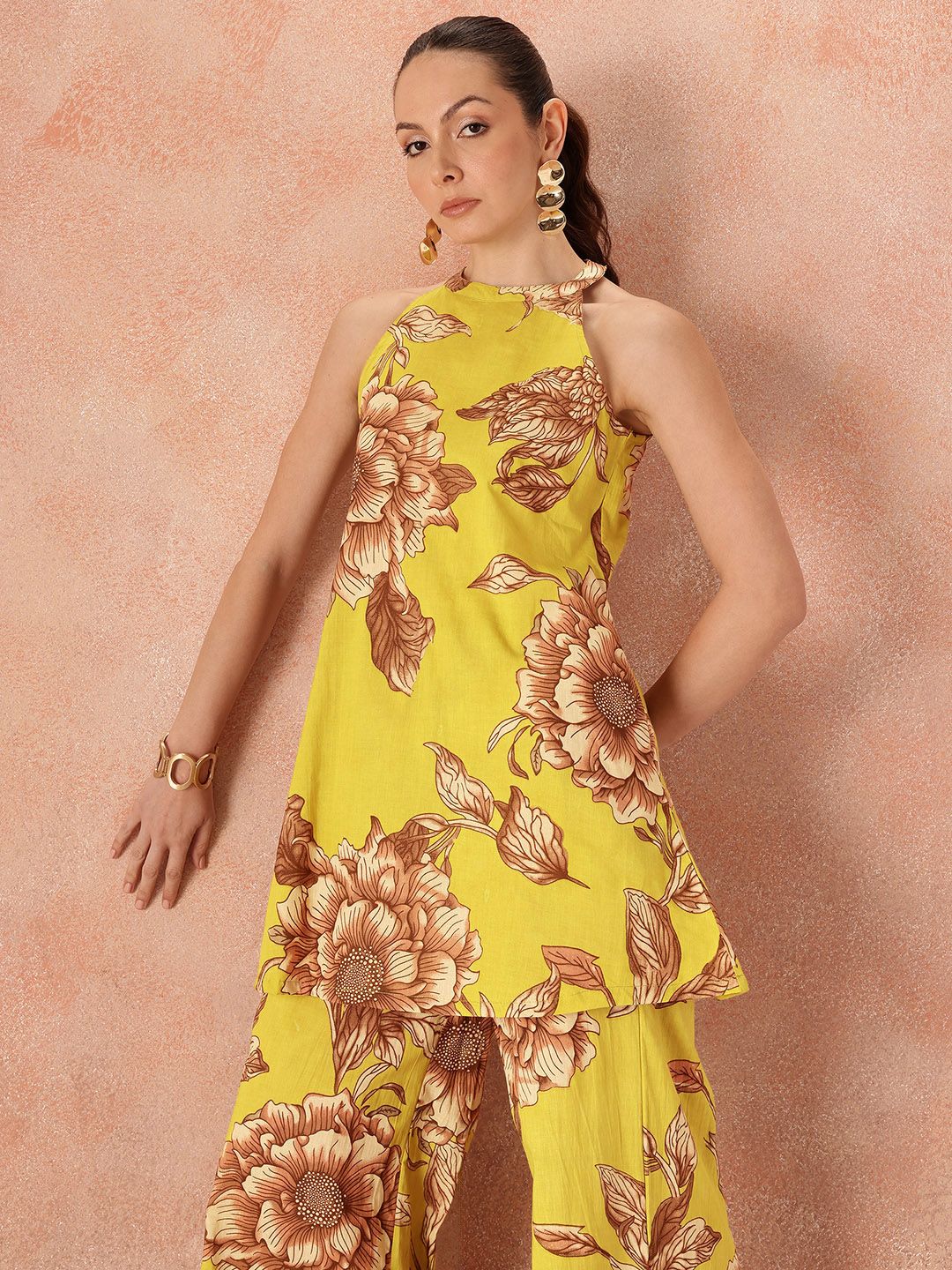 all about you Pure Cotton Floral Print Tunic with Palazzos