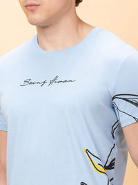 Being Human Men Typography Printed Applique T-shirt
