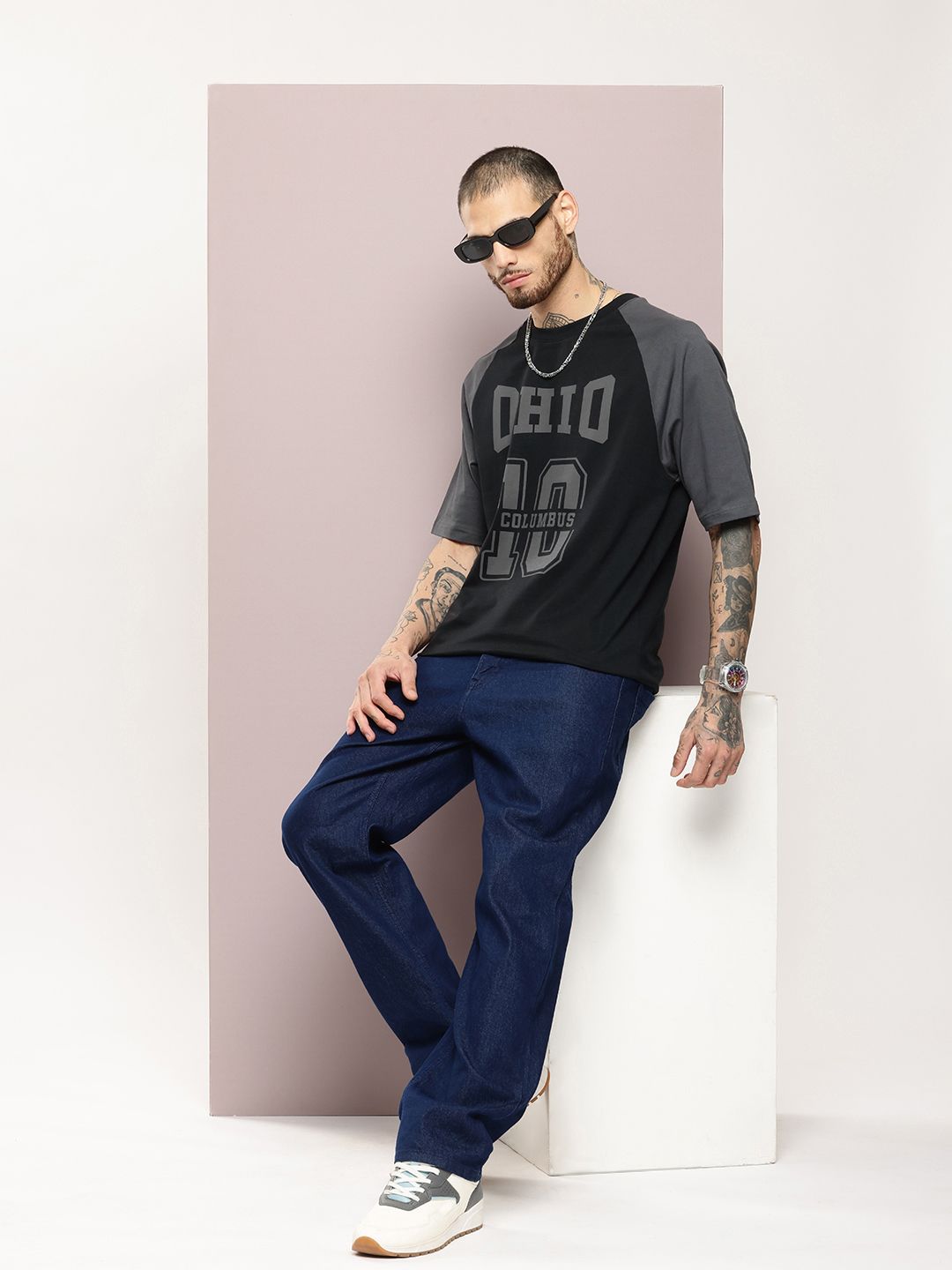 DILLINGER Men Typography Printed Oversized T-shirt