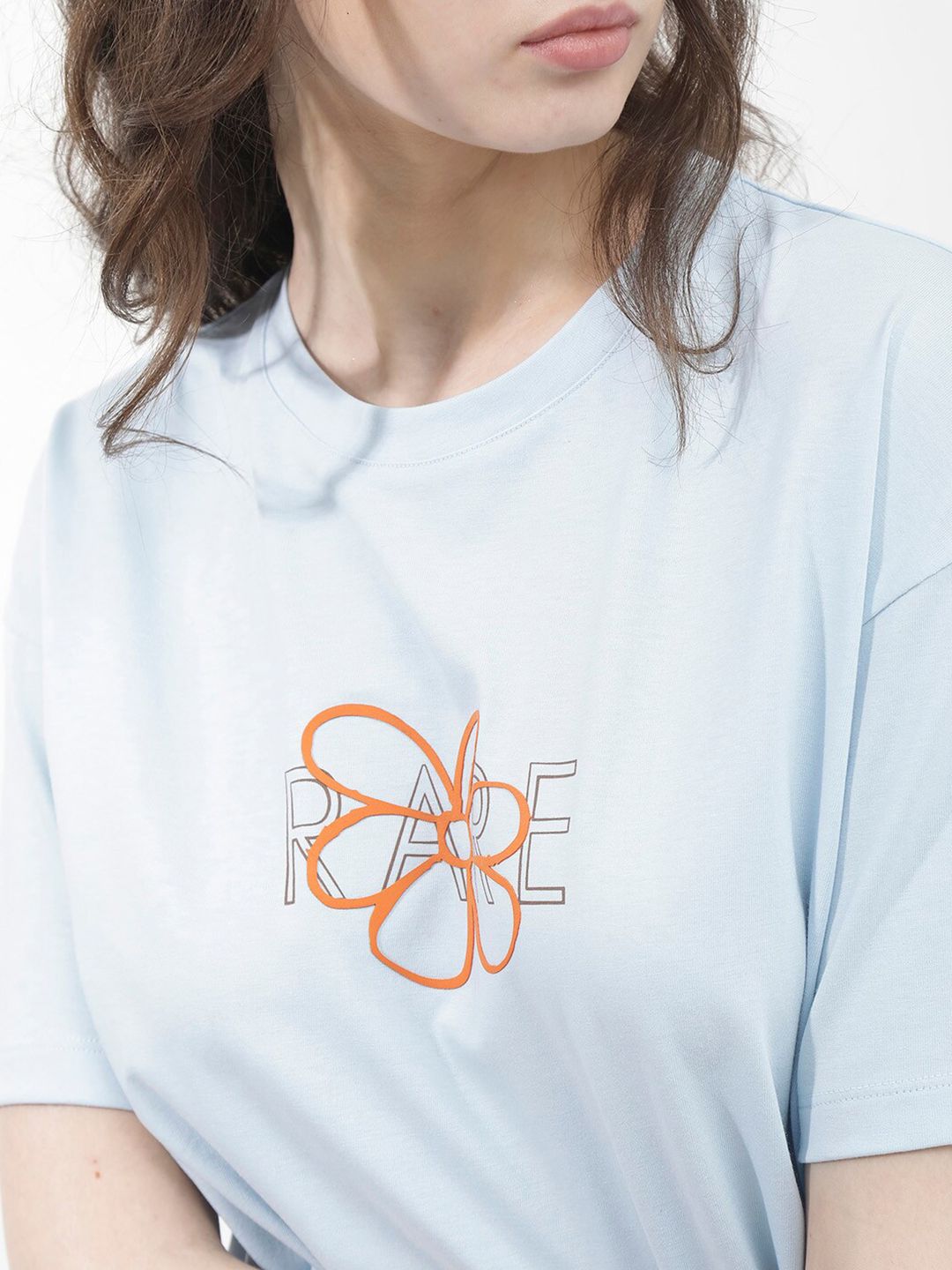 RAREISM Round Neck Drop-Shoulder Sleeves Cotton Boxy T-shirt