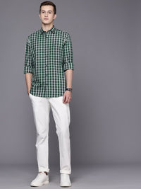 Raymond Pure Cotton Slim Fit Checked Casual Shirt