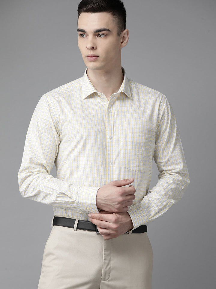 Park Avenue Men Pure Cotton Slim Fit Tartan Checked Formal Shirt