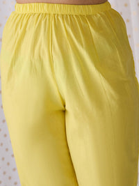 Indo Era Round Neck Floral Embroidered Pure Cotton Straight Kurta with Trouser & Dupatta