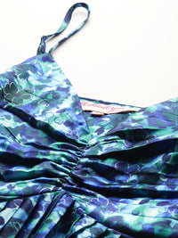 all about you Floral Print Accordion Pleated Ruched A-Line Dress