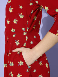 DressBerry Women Gorgeous Red Romantic Florals Dress