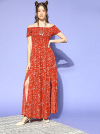 Berrylush Women Gorgeous Red Floral Volume Play Dress