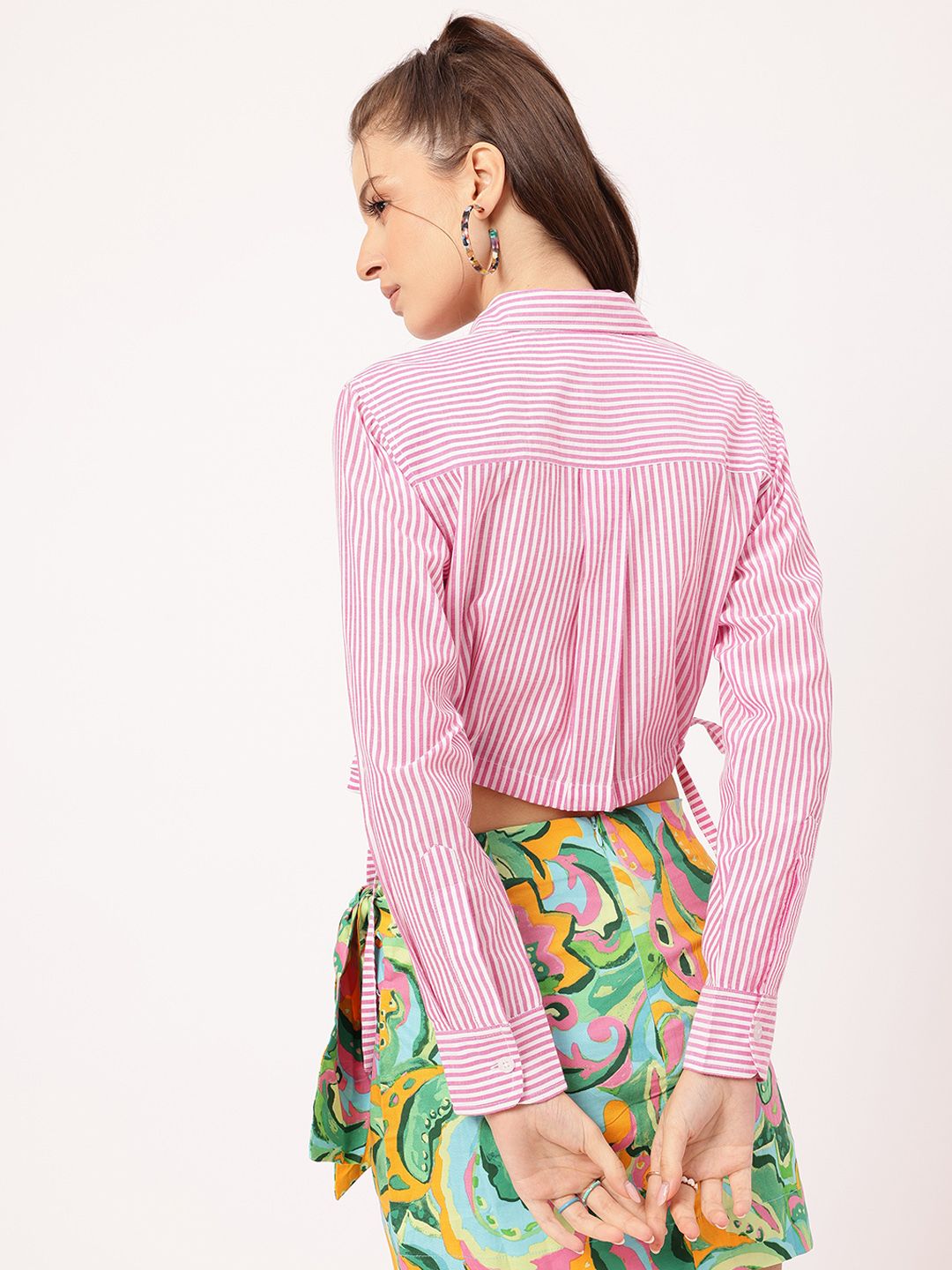 DressBerry Crop Crush Striped Tie-Up Shirt