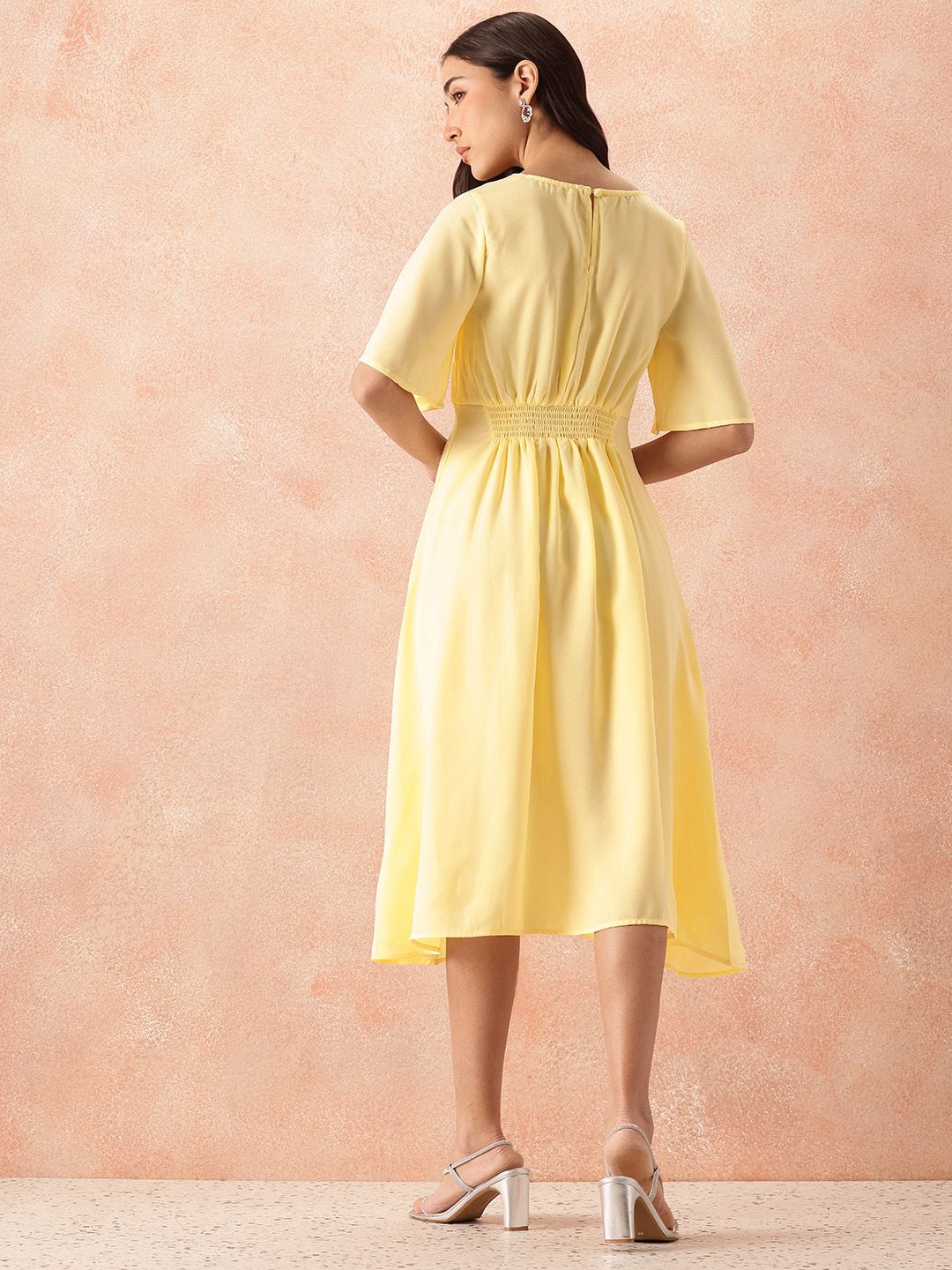 all about you Smocked Flared Sleeve Fit & Flare Dress