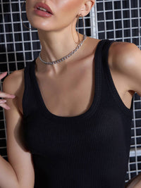 SASSAFRAS Black Scoop Neck Tank Top