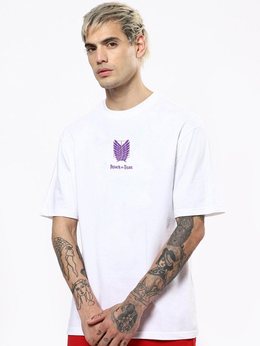 Bewakoof Pure Cotton Printed Extended Sleeves Oversized T-shirt