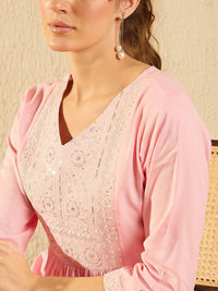 Indo Era Women Floral Cold-Shoulder Sleeves Gotta Patti Kurta